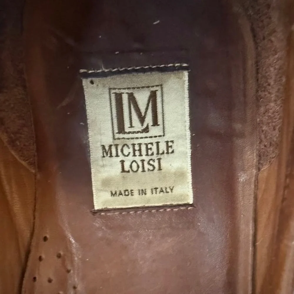Michele Loisi Mens Brown Leather Penny Loafers Italy Alligator 9 M 24411‎